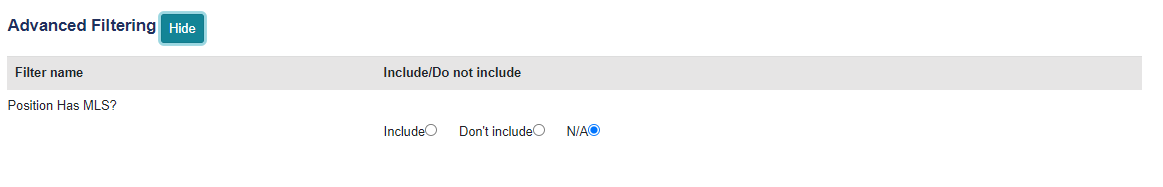 screenshot of the advanced filtering section demonstrating a search for people with an MLS