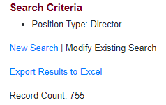 Screenshot of the results from the search for Directors limited by responsibility type.