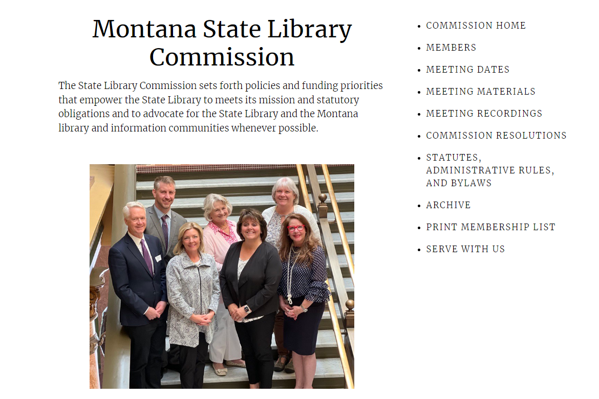 Screenshot of the library commission as an example of a committee page