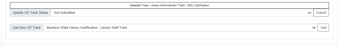 Image of the CE track screen in the CE Dashboard