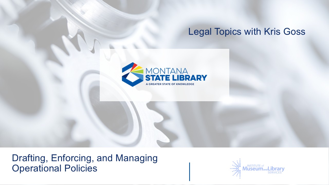 Title slide from legal topic  webinar.