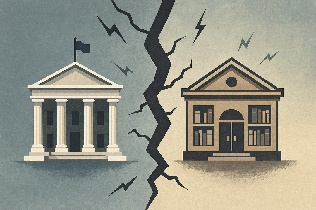 Illustration of separation or tension between local government and libraries